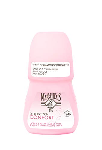 Le Petit Marseillais - Desodorante Roll on aceite de pétalos de rosa y aceite esencial de salvia, 50 ml