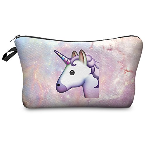 Leah's fashion Neceser de Maquillaje Estuche Escolar Pochette para Cosméticos Bolsa de Aseo Pequeña Práctico Estampado Impresión Diseño Unicornio 2pcs/pack