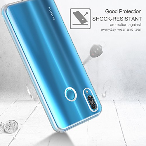 Leathlux Funda + Cristal para Huawei P20 Lite, Transparente P20 Lite TPU Silicona [Funda+Vidrio Templado] Protector de Pantalla 9H Dureza HD Flexible Case Cover para Huawei P20 Lite