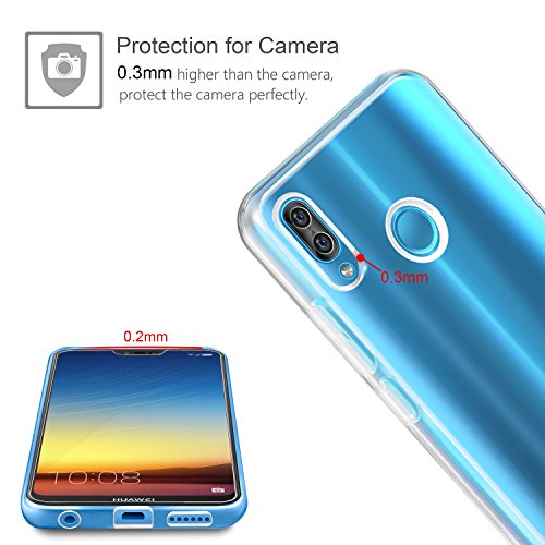 Leathlux Funda + Cristal para Huawei P20 Lite, Transparente P20 Lite TPU Silicona [Funda+Vidrio Templado] Protector de Pantalla 9H Dureza HD Flexible Case Cover para Huawei P20 Lite