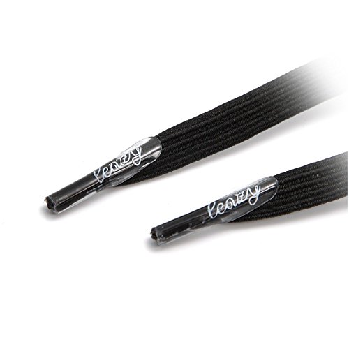 Leazy Flat, Cordones Elásticos Planos Unisex, Negro, Talla M(Hasta 5 Ojales Por Lado)