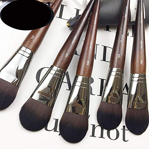 LEDADIE Make-up Pinsel Cepillo de máscara facial profesional Mango de madera Forma de lengua Cepillo de base líquida de fibra firme y plana BB Cream LEDADIE Brush-M108