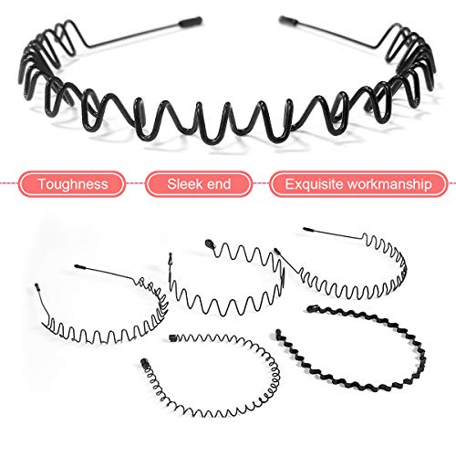 Ledeak 5 Piezas Diademas de Metal, Banda para el Pelo Multiestilo Unisex Flexible, Portátil Elástico Primavera Ondulado Deportes Pelo Aro Accesorios, para Mujeres y Hombres