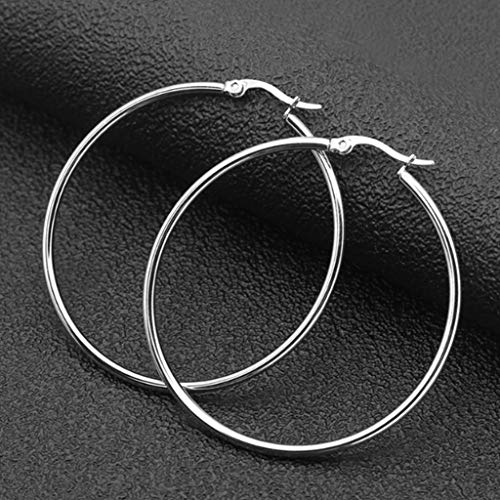 LEEQ 6 Pares Aro de Acero Inoxidable Set de Pendiente Aro de Oreja Anilla de Oído Redondo, 6 Tamaños（-）