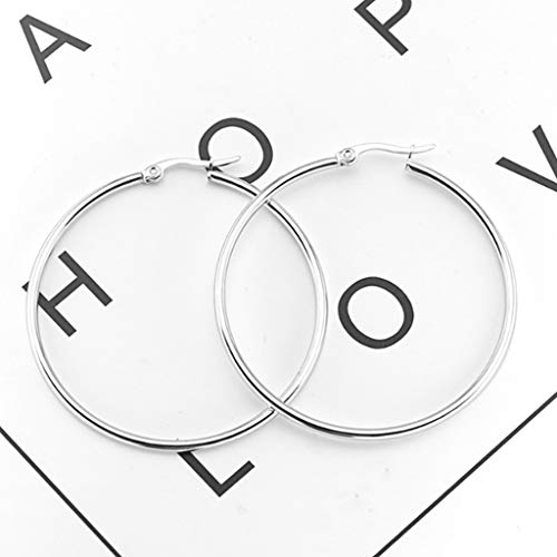 LEEQ 6 Pares Aro de Acero Inoxidable Set de Pendiente Aro de Oreja Anilla de Oído Redondo, 6 Tamaños（-）