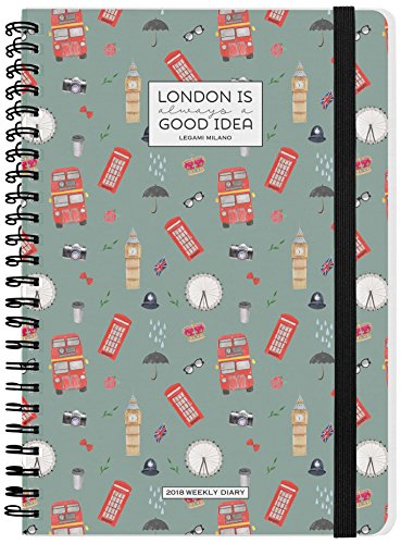 Legami AG121868 - Agenda 2018 espiral semanal, 12 meses, diseño London