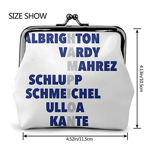 Leicester City Premier League Champions monedero de cuero para cambiar el monedero de cierre de beso Mini cosméticos bolsas de maquillaje para mujeres y niñas