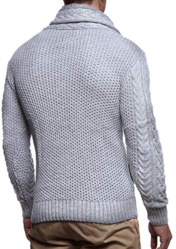 Leif Nelson Hombres Chaqueta de Punto con Cuello Chal LN-4195 Gris XX-Large