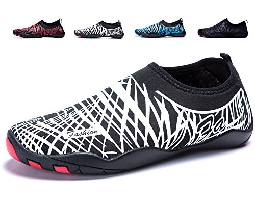 LeKuni Unisex Zapatos de Agua de Natación Calzado de Secado Rápido Respirable Soles de Color Zapatos de Agua Piscina Playa-1718WhiteJY44