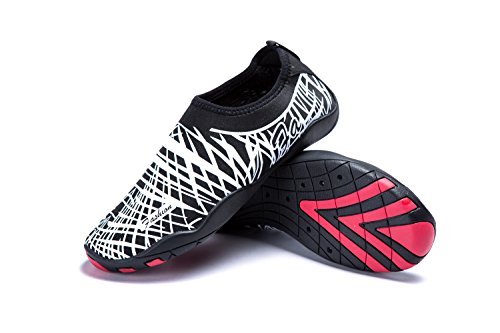 LeKuni Unisex Zapatos de Agua de Natación Calzado de Secado Rápido Respirable Soles de Color Zapatos de Agua Piscina Playa-1718WhiteJY44