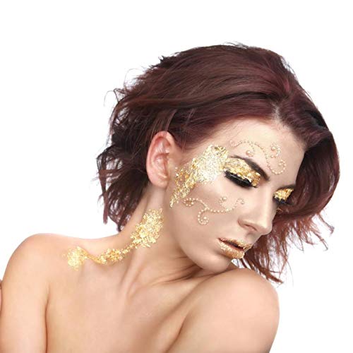 LEMESO 3 botellas Copos Dorados Hojuela de Lámina Plateado Color Oro Rosa de Imitación para Manualidades, Arte de uñas, joyería de resina, pintura acrílica, fabricación de limo, marco de fotos