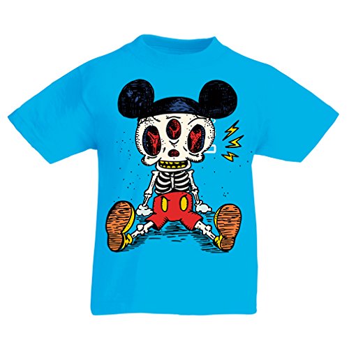 lepni.me Camisas para niños Esqueleto de un ratón (3-4 Years Azul Claro Multicolor)