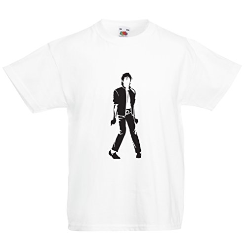 lepni.me Camiseta para Niño/Niña Me Encanta M J - Rey del Pop, 80s, 90s Músicamente Camisa, Ropa de Fiesta (12-13 Years Blanco Negro)