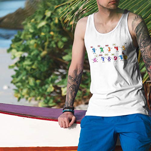 lepni.me Camisetas de Tirantes para Hombre Amo Las matemáticas, Ropa de Regreso a la Escuela o de graduación (XX-Large Blanco Multicolor)