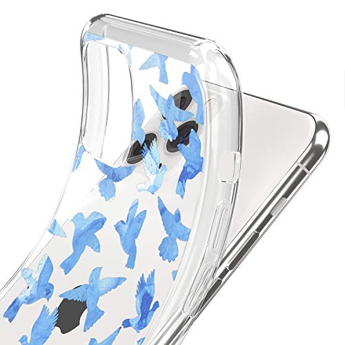 Lex Altern TPU Funda para Apple iPhone 11 Pro SE XS MAX XR 8 X 7 Plus 6s 5 Art Doves Transparente Carcasa Aves Chicas Cubierta Linda Ligera Blue Teen Delgado Flying Niñas Kawaii uk0737