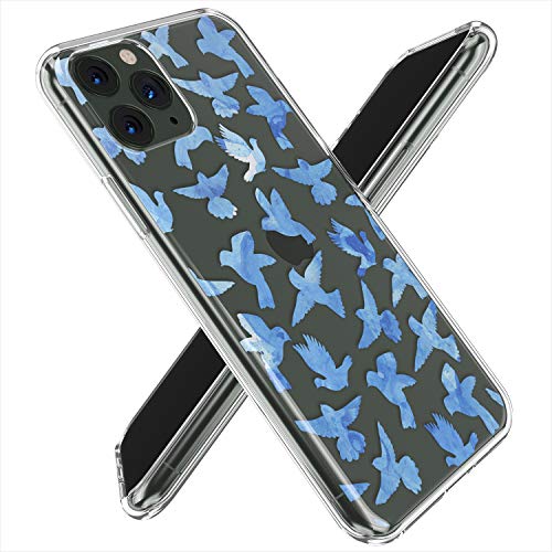 Lex Altern TPU Funda para Apple iPhone 11 Pro SE XS MAX XR 8 X 7 Plus 6s 5 Art Doves Transparente Carcasa Aves Chicas Cubierta Linda Ligera Blue Teen Delgado Flying Niñas Kawaii uk0737