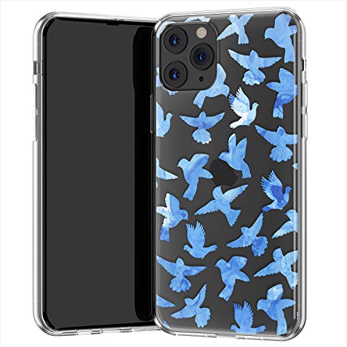 Lex Altern TPU Funda para Apple iPhone 11 Pro SE XS MAX XR 8 X 7 Plus 6s 5 Art Doves Transparente Carcasa Aves Chicas Cubierta Linda Ligera Blue Teen Delgado Flying Niñas Kawaii uk0737