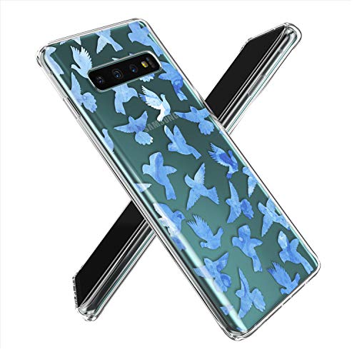 Lex Altern TPU Funda para Samsung Galaxy S20 Plus 5G S10e Note 10 9 Art Doves Transparente Carcasa Aves Chicas Cubierta Linda Ligera Blue Teen Delgado Flying Suave Niñas Kawaii uk0737