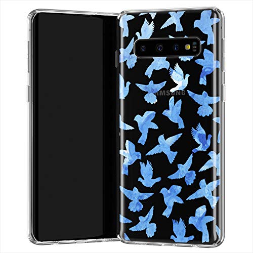 Lex Altern TPU Funda para Samsung Galaxy S20 Plus 5G S10e Note 10 9 Art Doves Transparente Carcasa Aves Chicas Cubierta Linda Ligera Blue Teen Delgado Flying Suave Niñas Kawaii uk0737