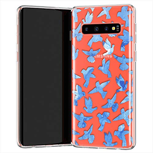 Lex Altern TPU Funda para Samsung Galaxy S20 Plus 5G S10e Note 10 9 Art Doves Transparente Carcasa Aves Chicas Cubierta Linda Ligera Blue Teen Delgado Flying Suave Niñas Kawaii uk0737