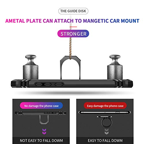 LeYi Funda Huawei P30 Armor Carcasa con 360 Anillo iman Soporte Hard PC y Silicona TPU Bumper antigolpes Fundas Carcasas Case para movil P30 con HD Protector de Pantalla,Negro