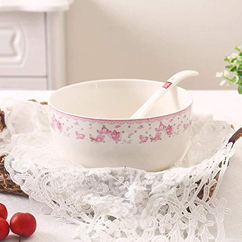 LGYLucky 2 de septiembre de 2 PC/Sistema Sopa/arroz Cuencos Sola Cuchara patrón de Flor Cuenco de cerámica Conjunto Tabla