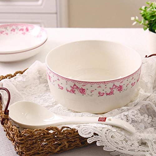 LGYLucky 2 de septiembre de 2 PC/Sistema Sopa/arroz Cuencos Sola Cuchara patrón de Flor Cuenco de cerámica Conjunto Tabla