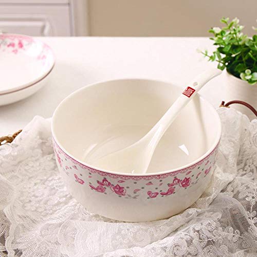 LGYLucky 2 de septiembre de 2 PC/Sistema Sopa/arroz Cuencos Sola Cuchara patrón de Flor Cuenco de cerámica Conjunto Tabla