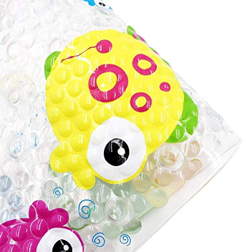LHKJ Alfombra de Baño Antideslizante para Niños/bebé Antibacterial Alfombrilla para bañera, Brillante Historieta Impresa Baño Antideslizante PVC para bañera, (39 x 69cm) con ventosas