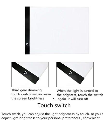 L&HM A4 LED Caja de Luz Portátil con USB ultra fina para diseño, Caja De Luz dibujo y manualidades Táctil Plana Iluminación ajustable, ideal para animacion, tattoo, dibuja