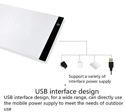 L&HM A4 LED Caja de Luz Portátil con USB ultra fina para diseño, Caja De Luz dibujo y manualidades Táctil Plana Iluminación ajustable, ideal para animacion, tattoo, dibuja