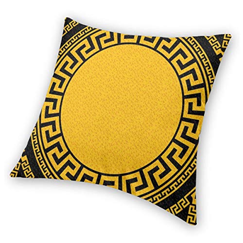 LiBei Funda de Cojín,Sun Inspired Big Circle Antique Fret and Triangular Ornaments Funda de Almohada Cuadrado para Sofá Cama Decoración para Hogar 50x50cm