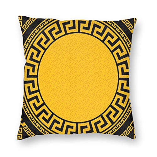LiBei Funda de Cojín,Sun Inspired Big Circle Antique Fret and Triangular Ornaments Funda de Almohada Cuadrado para Sofá Cama Decoración para Hogar 50x50cm