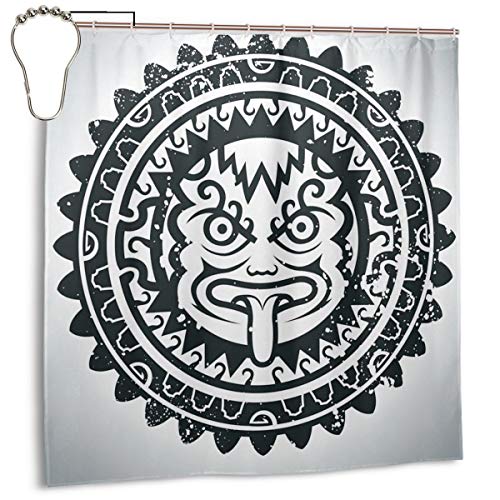 Lichenran Ilustración Vectorial de la máscara de un Inca. Archivo Alternativo Limpio y Libre de Textura Grunge Incluido en el Archivo Zip, Cortina de Ducha de decoración del hogar 72inX72in