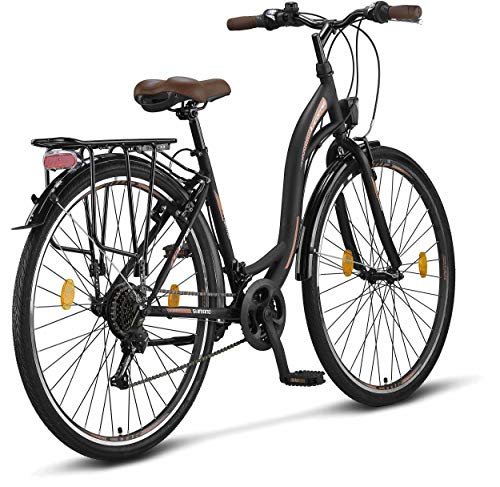 Licorne Bike Stella de 28 Pulgadas, Bicicleta Paseo, Bicicleta para Mujer, Desde 160 cm, luz de Bicicleta, Cambio de Velocidad Shimano 21, Bicicleta Urbana para Mujer, Bicicleta para Mujer