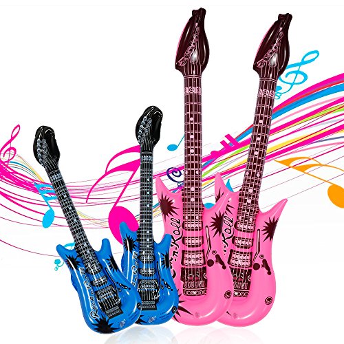 Lictin 14 pcs Inflables de Juguete Inflable Guitarra micrófono saxofón música Prop para Fiesta,Piscina(Multi tamaños)