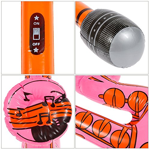 Lictin 14 pcs Inflables de Juguete Inflable Guitarra micrófono saxofón música Prop para Fiesta,Piscina(Multi tamaños)