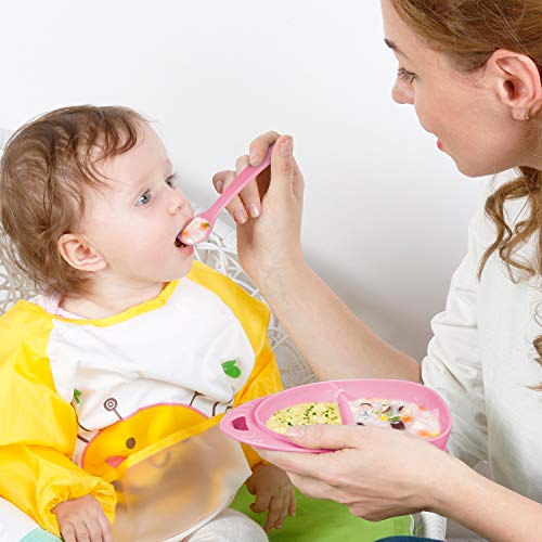 Lictin Set Vajilla Bebé sin BPA,Vajilla Infantil de Naves Espaciales y Cohetes para Bebes, Fácil de Llevar (Rosa)