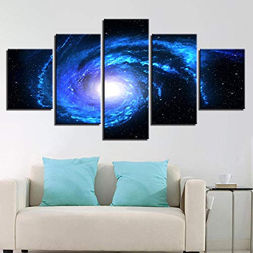 Lienzo Impresiones en HD Imágenes Sala de estar 5 Piezas de Universo Espacio Vía Láctea Planeta Pintura Arte de la pared Cartel abstracto 30 * 40 * 2 30 * 60 * 2 30 * 80Cm Marco Vaya