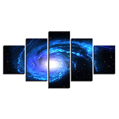 Lienzo Impresiones en HD Imágenes Sala de estar 5 Piezas de Universo Espacio Vía Láctea Planeta Pintura Arte de la pared Cartel abstracto 30 * 40 * 2 30 * 60 * 2 30 * 80Cm Marco Vaya