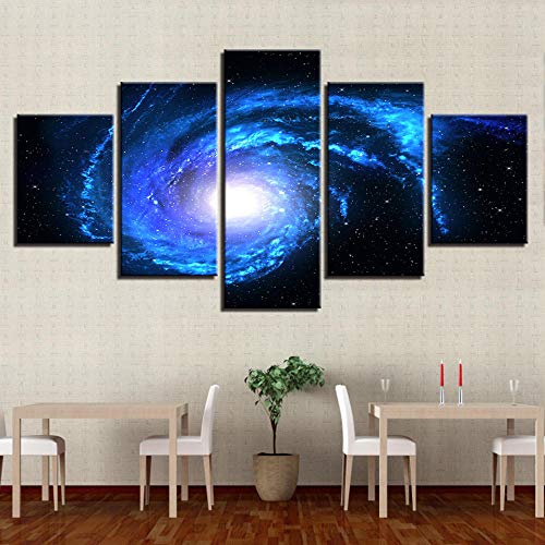 Lienzo Impresiones en HD Imágenes Sala de estar 5 Piezas de Universo Espacio Vía Láctea Planeta Pintura Arte de la pared Cartel abstracto 30 * 40 * 2 30 * 60 * 2 30 * 80Cm Marco Vaya