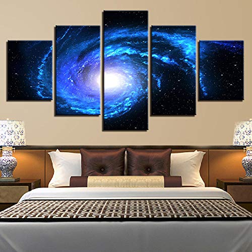 Lienzo Impresiones en HD Imágenes Sala de estar 5 Piezas de Universo Espacio Vía Láctea Planeta Pintura Arte de la pared Cartel abstracto 30 * 40 * 2 30 * 60 * 2 30 * 80Cm Marco Vaya