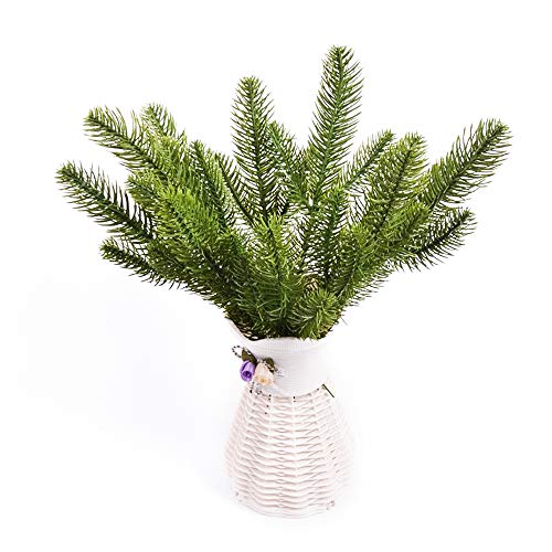 Lifreer - Lote de 24 ramas de pino artificiales de plástico, pinos falsos de pino, guirnalda de flores de plantas falsas para guirnalda de decoración de Navidad y jardín en el hogar