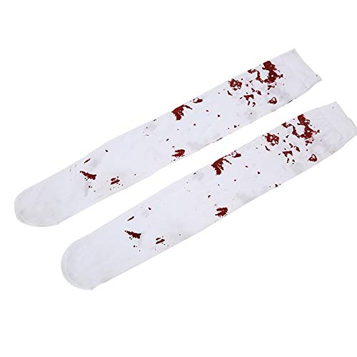 Lifreer - Medias de sangre manchadas para mujer, medias de sangre, calcetines sangrientos, medias de Halloween para disfraz de Halloween, 2 pares