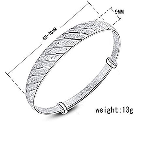 LIGHTBLUE Pulsera de aleación sólida de plata artificial, tamaño ajustable para mujer