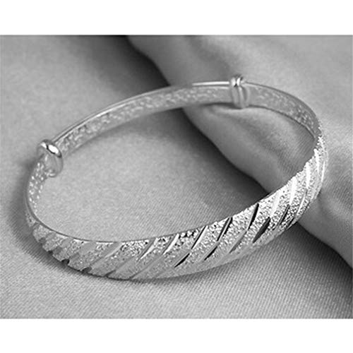 LIGHTBLUE Pulsera de aleación sólida de plata artificial, tamaño ajustable para mujer