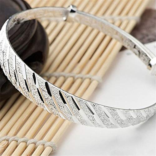 LIGHTBLUE Pulsera de aleación sólida de plata artificial, tamaño ajustable para mujer