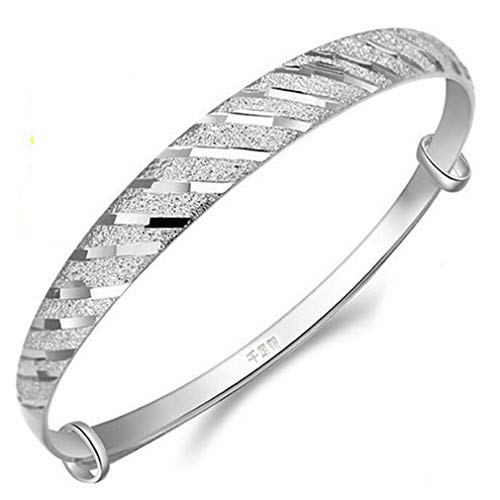 LIGHTBLUE Pulsera de aleación sólida de plata artificial, tamaño ajustable para mujer