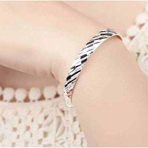LIGHTBLUE Pulsera de aleación sólida de plata artificial, tamaño ajustable para mujer