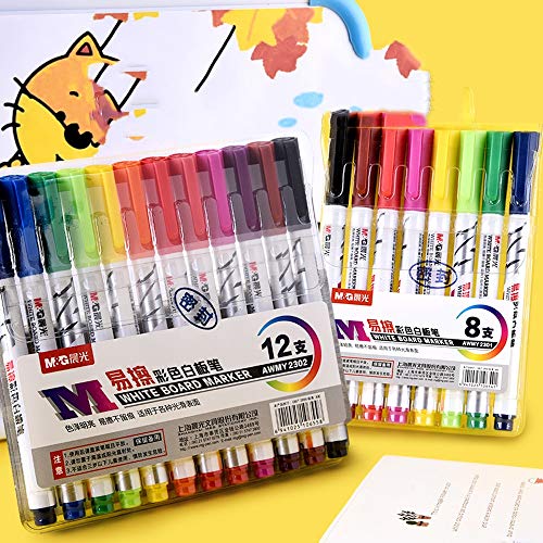 Lihgfw Caja de Color Pizarra Pluma Primaria Niños Escuela de borrable, no tóxico, Tablero de Dibujo Lavable Borrador de 12 Colores a Base de Agua de Color Tablero de Dibujo de la Pluma de gráfico del